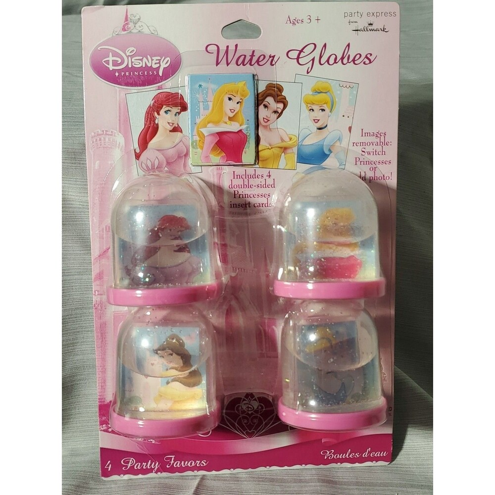 Vntg. 90's/Y2K Disney Princess Party Favor/4 Water Globes/NOS/Deadstock/Hallmark